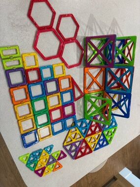 79 Colorful Magnetic Building Tiles Set for Kids - Multicolor